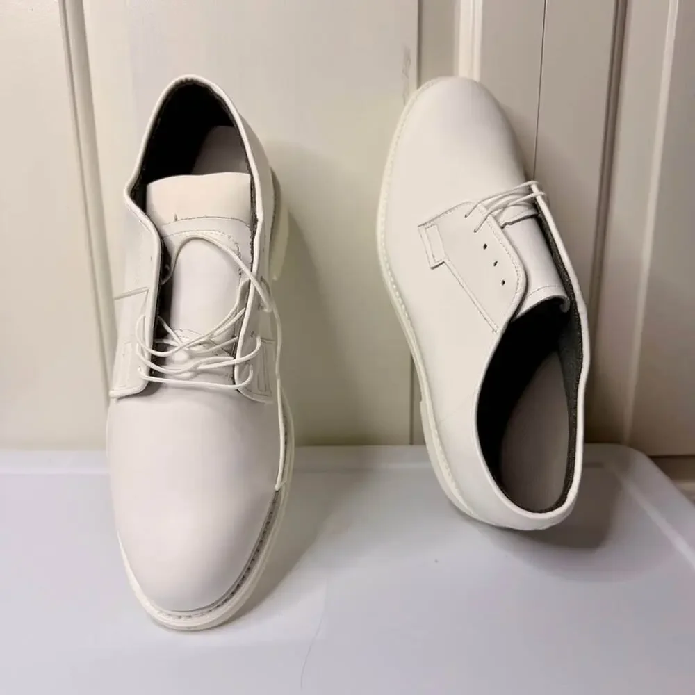 Bates White Leather Uniform Shoes Men's Size 10.5 3E Wide Like New w/ Box